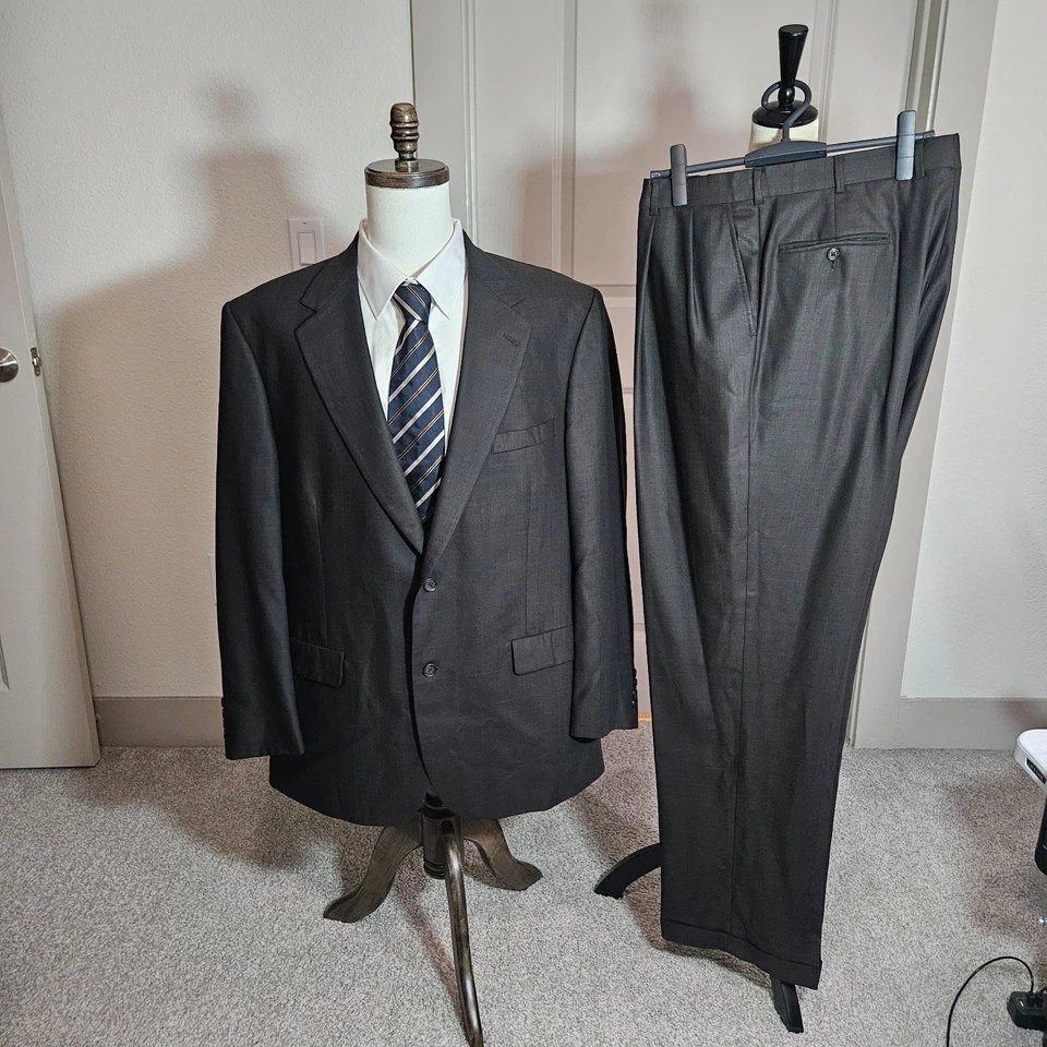 Roundtree & Yorke 46L 2 piezas Traje Blazer Hombres Pantalones de Lana 36 x 34 Marrón Foto 1 de 4