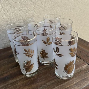 Vintage Libbey Golden Foliage Gläser - 7er Set Mid Century Barware - Bild 1 von 16