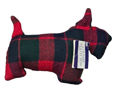 Nuevas almohadas de lana y puta a cuadros Scottie Dog 100 % lana pura 10" estilo Ralph Lauren Foto 1 de 4