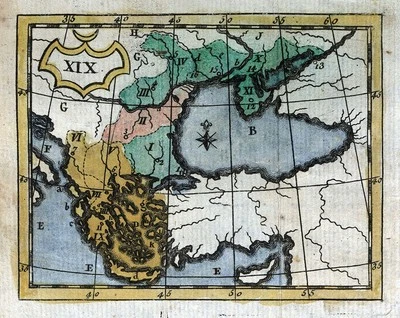 Mapa infantil Bruyset 1790 Turquía Bulgaria Rumania Grecia Creta Crimea Ucrania Foto 1 de 4