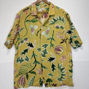 Zara Camicia Astratta Tropicale Hawaiana Uomo XL Giallo Relaxed Fit Preppy - Foto 1 di 9