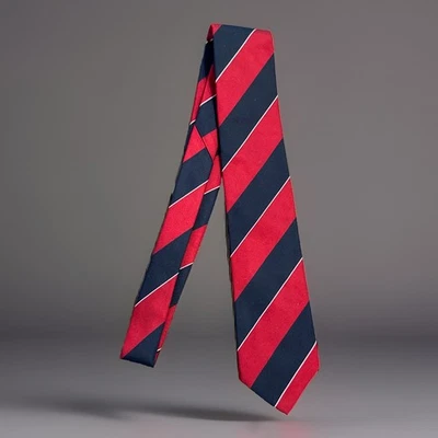 Corbata de Colección Lands End Rojo y Azul Rayas Seda Honorable York Company Regimiento EE. UU. Foto 1 de 4