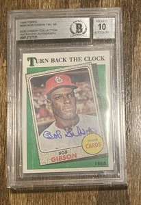 Bob Gibson Signed 1988 Topps Throw Back the Clock - BAS 10 Auto! - Bild 1 von 2