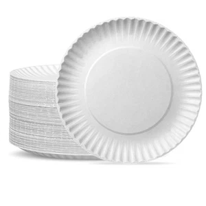 GUSTO [9 Inch - 500 Count Uncoated White Paper Plates, Dessert Plates Disposa... - Picture 1 of 6