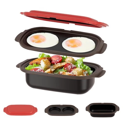 Hervidor de huevos para microondas y sartén para parrilla para microondas 3 piezas con tapa para asar a la parrilla, marrón... Foto 1 de 4