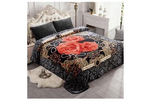 Plush Fleece Blanket Queen Size 91" x 75" Soft Korean Mink Warm Lightweight Bed - Picture 1 of 3