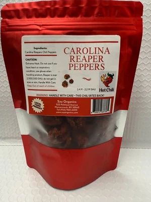 SAY ORGANICS Carolina Reaper Dried Chili Peppers – 55 Pods + Free Hot Sauce Recipe!