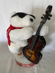 Coke Cola Santa playing a Bass Fiddle VIDEO 14" tall Christmas Xmas Animated - Picture 1 of 5