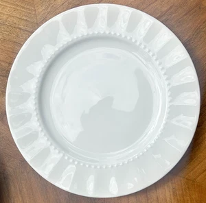 MAISON NEUVE Set of 4 Salad Plates 8.25" White Bone China Fluted Beaded EUC! - Picture 1 of 9