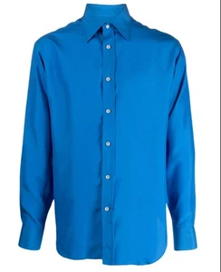 Tom Ford Hombre Azul 100% Seda Botón Abajo - Imagen 1 de 3