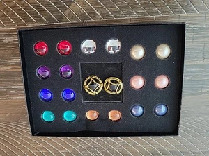 Set orecchini vintage Joan Rivers intercambiabili 10 colori tono oro con scatola rari - Foto 1 di 2