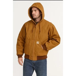 Carhartt Herren Duck Active Jacke Kapuze Reißverschluss Braun Workwear Mantel Gr. 3XL - Bild 1 von 11
