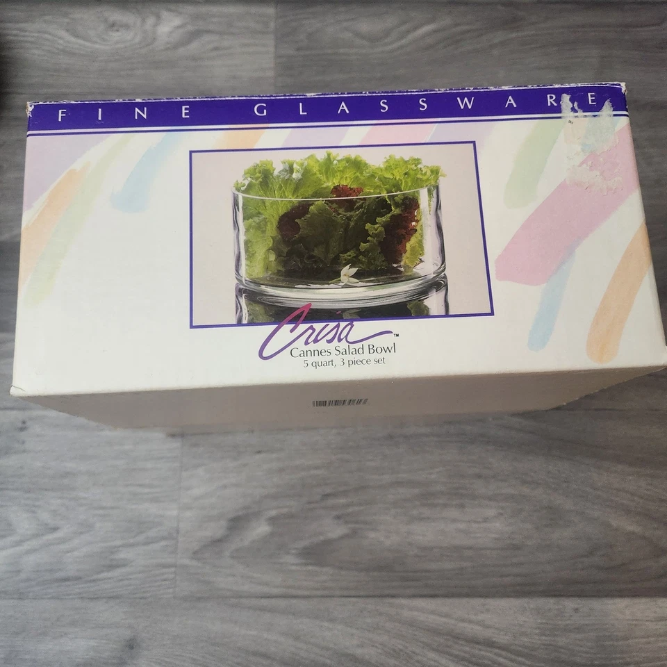 Ensaladera vintage CRISA Cannes 5 cuartos juego de 2 vasos con tenedor para servir Foto 1 de 4