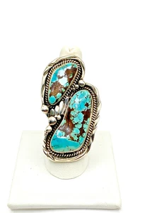 Großer Sterling Nummer 8 (#8) Türkis Ring Größe 8 Navajo Indianer Neu - Bild 1 von 19