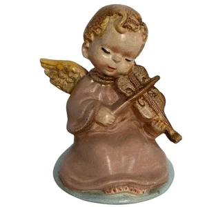 Vintage Ceramic Angel Figurine Violinist Hand Painted 3.5 Inch MCM Home Decor - Picture 1 of 15