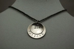 BELIEVE IN THE 10K~18 inch Gunmetal Chain~TRACK NECKLACE~RUNNING JEWELRY  - Picture 1 of 2