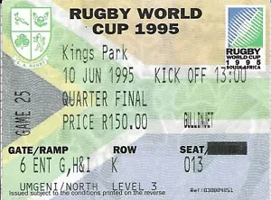 FRANCE v IRELAND QUARTER FINAL RUGBY WORLD CUP 1995 TICKET - Picture 1 of 1