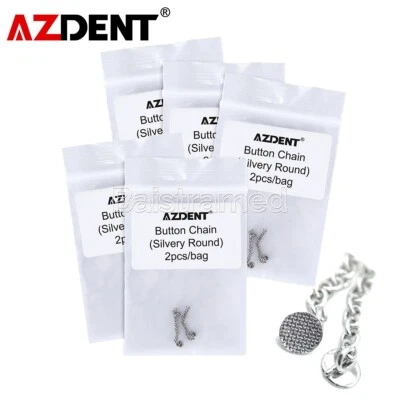 5 Bags Dental Orthodontic Traction Chain Silver Round Button with Chain AZDENT - Image 1 of 4