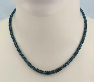  Kyanit Kette - petrol-blaue Disthen Rondelle Halskette in 45 cm Länge - Bild 1 von 2