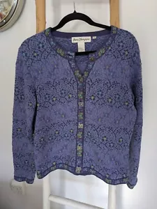 Women's Vintage Sweater M Purple Knit Metal Button Cardigan Cottage Grandma Y2K - Picture 1 of 9