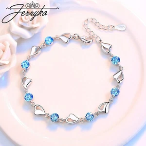 Damen Armband 925 Sterling Silber Herz Kette Frauen Geschenk Schmuck Verstellbar - Bild 1 von 10