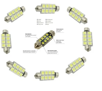 8x 42MM 5050 8SMD Festoon 212-2 214-2 578 569 6413 Domo Mapa Licencia Luces LED Foto 1 de 4