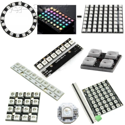 WS2812 Striscia LED 5050 RGB 1 8 12 16 24 64 bit LED anello/lampada quadrata modulo luce - Immagine 1 di 4