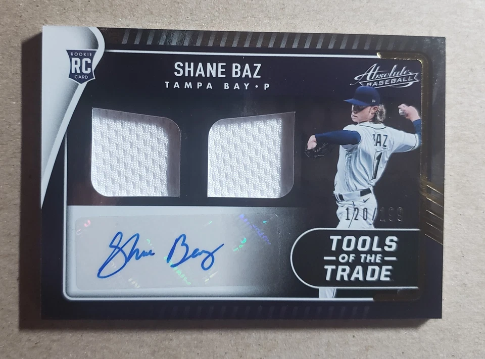 2022 Panini Absolute Shane Baz Auto Relic RC /199 Tampa Bay Rays Autograph - Image 1 of 2