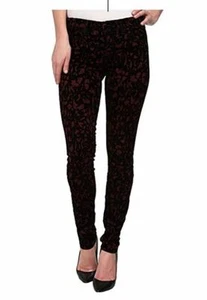 J Brand Donna Pantaloni Jeans Skinny 620JE17 Mulb Broc Nero Rosso USA 25 - Foto 1 di 10