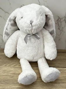 BUNNY RABBIT Soft Baby Plush White Grey Silky Ears Stuffed Animal Lovey Lovie - Picture 1 of 6