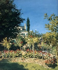 Claude Monet Flowering Garden 1866 Musée d’ Orsay, Paris 28x22 " Printed France 