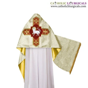 Metallic Gold Humeral Veil wt Agnus Dei embroidery, voile huméral, velo omerale - Picture 1 of 1