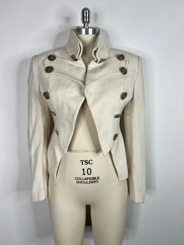 Chaqueta De Colección Dolce & Gabbana Años 90 Oro Blanco Botón Abierta 44 L Foto 1 de 4