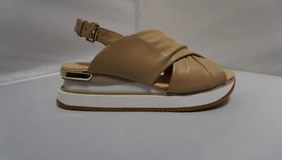 "Sandalias cómodas plataforma APEPAZZA-Italianas de cuero genuino de 2,25"" beige talla 7" Foto 1 de 4