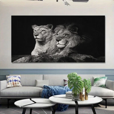 Animales salvajes leones pareja lienzo pintura lienzo arte de pared lienzo impresiones arte mural Foto 1 de 4