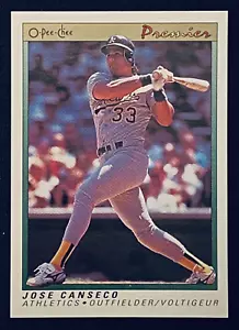 Tarjeta de béisbol José Canseco 1991 MLB Oakland A's O Pee Chee Premier #18 - Imagen 1 de 2