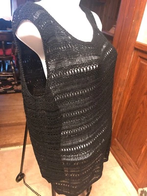 NUEVO SIN ETIQUETAS NORDSTROM’S Love Token Dune Camiseta sin Mangas Negra Crochet Camiseta sin Mangas Talla M Foto 1 de 4