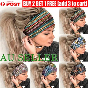 Women Ladies Sports Yoga Gym Stretch Wide Headband Hair Band Running Head Wrap - Picture 1 of 22