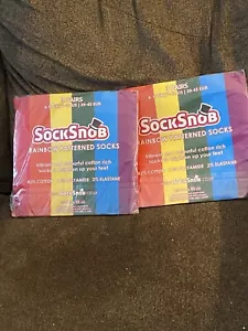 Calcetín Snob-3 PK Hombres/Mujeres Colorido Rayas Algodón Vestido Crew Arco Iris Calcetines Nuevo en Paquete - Imagen 1 de 10