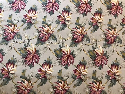  Pink Beige Floral Print Blue 100% COTTON QUILT FABRIC - Image 1 of 4