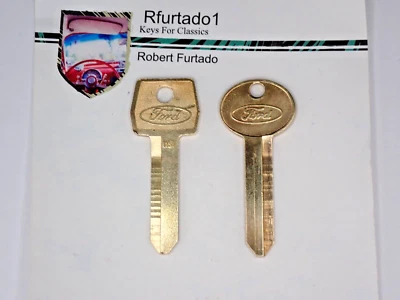 Set of Key Blanks for Ford, Mercury, Lincoln 1967 to 1990 Natural Brass w/logo - Image 1 of 2