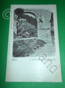 Cartolina Narni - Le rovine del Ponte d' Augusto 1900 ca. - Foto 1 di 1