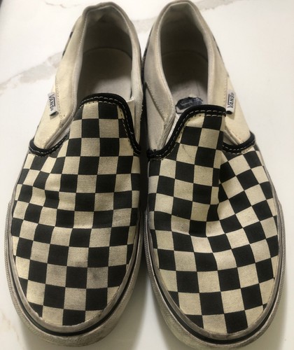 Scarpe VANS slip on bianche e nere in tela a scacchi uomo taglia 5 donna 6 5 slide