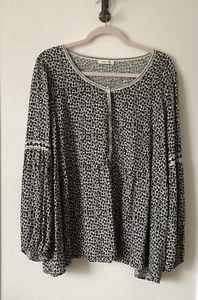 Max Studio Women’s Black & White Print Round Neck Balloon Sleeves Size 3XL - Picture 1 of 12