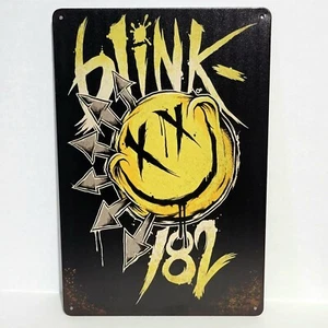 Blink 182 Smiley Face Rustic Vintage Metal Tin Signs Man Cave Garage - Picture 1 of 1