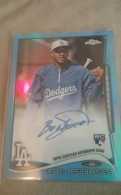 2014 Topps Chrome Erisbel Arruebarruena RC Auto Dodgers Blue Parallel SP 32 /199 - Image 1 of 2