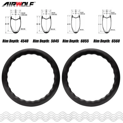 Airwolf Carbon 700c Rennrad Felgen 28" Sawtooth Gravel Fahrrad Leichtgewicht - Bild 1 von 4