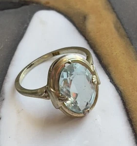 Anillo de plata Art Déco, piedra de color azul, chapado en oro de plata 835, RG 52 (S 6628) - Imagen 1 de 4