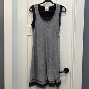 Zoe Black And White Layered Women’s Dress Size Medium Ruffle Hem Sleeveless  - Picture 1 of 9