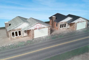 N Scale Building - Two Small Ranch Style House - Cardstock (PAPER) Pre-cut Kit - Foto 1 di 10